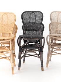 Krzesło ogrodowe z rattanu Xyli, Stelaż: rattan lakierowany, Czarny, S 62 x G 54 cm