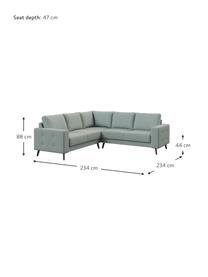 Sofa narożna Fynn, Tapicerka: 100% poliester z uczuciem, Stelaż: drewno liściaste, drewno , Nogi: drewno lakierowane Dzięki, Greige, S 234 x G 234 cm