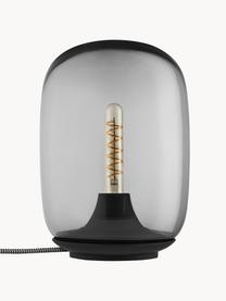 Mundgeblasene LED-Tischlampe Acorn, dimmbar, Lampenschirm: Glas, mundgeblasen, Grau transparent, Schwarz, Ø 16 x H 22 cm