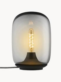 Mundgeblasene LED-Tischlampe Acorn, dimmbar, Lampenschirm: Glas, mundgeblasen, Grau transparent, Schwarz, Ø 16 x H 22 cm