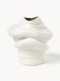 Vase de grès Moss, haut. 36 cm, Grès, émaillé, Blanc, larg. 34 x haut. 36 cm