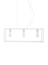 Grote hanglamp Cohen in wit, Fitting: gecoat metaal, Baldakijn: gecoat metaal, Wit, zilverkleurig, B 85 x D 29 cm