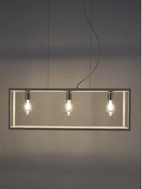 Grote hanglamp Cohen in wit, Fitting: gecoat metaal, Baldakijn: gecoat metaal, Wit, zilverkleurig, B 85 x D 29 cm