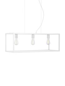 Grote hanglamp Cohen in wit, Fitting: gecoat metaal, Baldakijn: gecoat metaal, Wit, zilverkleurig, B 85 x D 29 cm