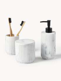 Set di 3 accessori da bagno Kacie, Testa della pompa: plastica, Bianco effetto marmo, Set in varie misure