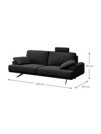 Sofa Prado (2-osobowa), Tapicerka: 100% poliester, Nogi: metal lakierowany, Ciemny szary, S 220 x G 107 cm