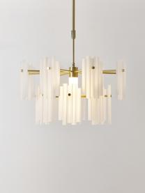 Grote LED hanglamp Alenia, Lampenkap: acrylglas, Wit, goudkleurig, Ø 61 x H 98 cm