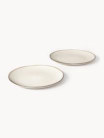 Platos postre artesanales de gres Thalia, 2 uds., Gres, Beige, Ø 22 cm