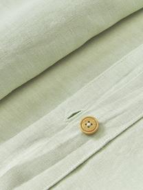 Federa in lino lavato Airy, 100% lino
Densità dei fili 110 TC, qualità Standard

Il lino è una fibra naturale caratterizzata da traspirabilità, resistenza e morbidezza. Il lino è un materiale rinfrescante che assorbe e rilascia rapidamente l'umidità, il che lo rende ideale per le temperature calde.

Il materiale utilizzato in questo prodotto è testato per le sostanze nocive e certificato secondo lo STANDARD 100 by OEKO-TEX®, 15.HIN.65948, HOHENSTEIN HTTI., Verde chiaro, Larg. 50 x Lung. 80 cm