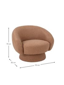 Sillón en tejido bouclé Ted, Tapizado: poliéster Alta resistenci, Estructura: madera de pino, madera co, Bouclé marrón, An 93 x F 82 cm