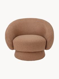 Poltrona lounge in tessuto bouclé Ted, Rivestimento: 95% poliestere, 5% acrili, Struttura: legno di pino, compensato, Bouclé marrone chiaro, Larg. 93 x Prof. 82 cm