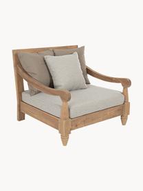 Fauteuil lounge de jardin en teck Bali, Tissu grège, bois de teck, larg. 90 x prof. 90 cm