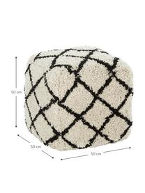 Fluffy poef Naima, handgetuft, Bekleding: polyester, Beige, zwart, B 50 cm x H 50 cm