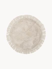 Flauschiger runder Hochflor-Teppich Dreamy mit Fransen, Flor: 100 % Polyester, Beige, Ø 150 cm (Grösse M)