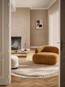 Nadýchaný kulatý koberec s vysokým vlasem a třásněmi Dreamy, Béžová, Ø 150 cm (velikost M)