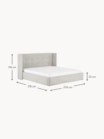 Gestoffeerd bed Star, Bekleding: polyester (gestructureerd, Frame: massief grenenhout en pla, Geweven stof lichtbeige, B 180 x L 200 cm