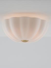 Dimbare plafondlamp Flower, Lampenkap: glas, Decoratie: gecoat metaal, Gebroken wit, Ø 40 x H 22 cm