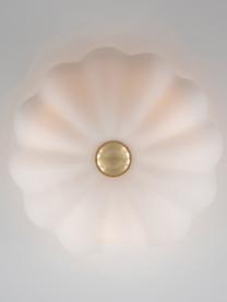 Dimbare plafondlamp Flower, Lampenkap: glas, Decoratie: gecoat metaal, Gebroken wit, Ø 40 x H 22 cm