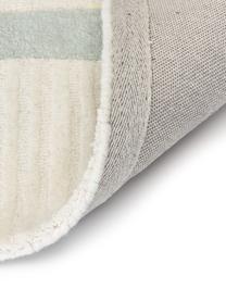 Handgetufteter Wollteppich Pierre mit Hoch-Tief-Struktur, Flor: 58 % Wolle, 42 % Viskose, Blautöne, Cremeweiß, B 200 x L 300 cm (Größe L)