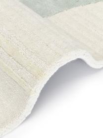 Handgetufteter Wollteppich Pierre mit Hoch-Tief-Struktur, Flor: 58 % Wolle, 42 % Viskose, Blautöne, Cremeweiß, B 200 x L 300 cm (Größe L)