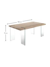 Mesa de comedor Waver, Vidrio templado
Tablero de fibras de densidad media (MDF) chapado en madera de roble, Transparente, beige, An 180 x Al 75 cm