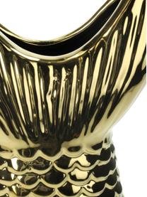 Vaso pesce di design in gres Fishtail, Gres, Dorato, Larg. 14 x Alt. 28 cm