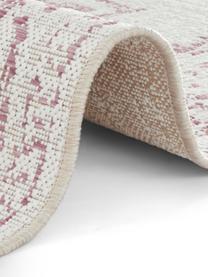 In- & outdoor vloerkleed Tilos in vintage stijl, 100% polypropyleen, Crèmekleurig, roze, B 120 x L 170 cm (maat S)