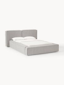 Letto imbottito in bouclé Lennon, Rivestimento: bouclé (80% poliestere, 2, Rivestimento: schiuma, certificata Cert, Struttura: legno di pino massiccio, , Piedini: legno, plastica Questo pr, Bouclé grigio, Larg. 208 x Lung. 243 cm (superfice 140 x 200 cm)