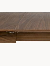 Uitschuifbare eettafel Glimps van walnoothout, 180 - 240 x 90 cm, Poten: massief walnoothout, Tafelblad: MDF met walnoothoutfineer, Walnoothout, B 180/240 x D 90 cm