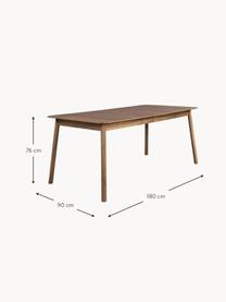 Table extensible en bois de noyer Glimps, 180 - 240 x 90 cm, Bois de noyer, larg. 180 - 240 x prof. 90 cm