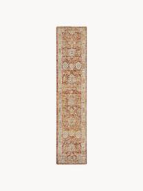 Laagpolige loper Sahar met meanderpatroon, 100% polyester, Roodtinten, geeltinten, beigetinten, B 70 x L 310 cm