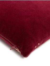 Housse de coussin en velours vintage Shiny, 100 % velours de coton, Lie de vin, doré, larg. 40 x long. 40 cm