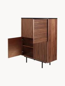 Credenza alta con decoro scanalato Nuance, Gambe: metallo rivestito, Legno, Larg. 100 x Alt. 140 cm