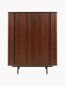 Credenza alta con decoro scanalato Nuance, Gambe: metallo rivestito, Legno, Larg. 100 x Alt. 140 cm