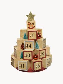 Adventskalender Mona van hout, Gecoat MDF, Licht hout, meerkleurig, Ø 18 x H 29 cm