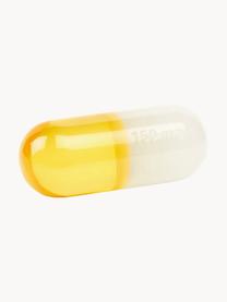 Pieza decorativa Pill, Poliacrílico pulido, Blanco, amarillo limón, An 17 x Al 6 cm