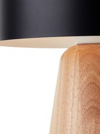 Kleine tafellamp Nalam, Lampenkap: gecoat metaal, Lampvoet: hout, FSC-gecertificeerd, Zwart, helder hout, Ø 20 x H 31 cm