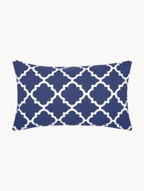 Housse de coussin rectangulaire imprimé graphique Lana, 100 % coton, Bleu marine, blanc, larg. 30 x long. 50 cm