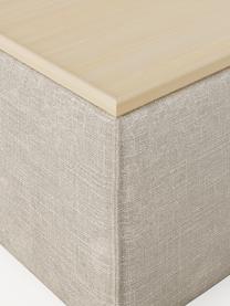 Sofa-Hocker Lennon aus Leinen-Mix mit Stauraum, Bezug: 50 % Viskose, 25 % Leinen, Tablett: Eichenholz, Spannplatte m, Gestell: Spanplatte, mitteldichte , Füße: Kunststoff Dieses Produkt, Leinen-Mix Grau, helles Eichenholz, B 88 x T 50 cm