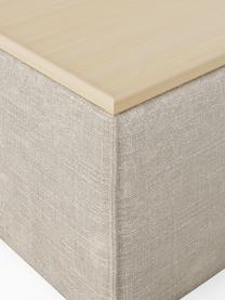 Sofa-Hocker Lennon aus Leinen-Mix mit Stauraum, Bezug: 50 % Viskose, 25 % Leinen, Tablett: Eichenholz, Spannplatte m, Gestell: Spanplatte, mitteldichte , Füße: Kunststoff Dieses Produkt, Leinen-Mix Grau, helles Eichenholz, B 88 x T 50 cm