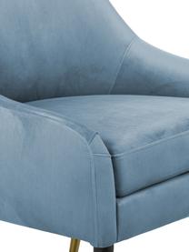 Fluwelen fauteuil Eugenia in blauw, Bekleding: fluweel (polyester), Poten: gepoedercoat metaal, Fluweel lichtblauw, B 75 x D 79 cm