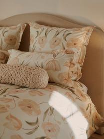 Housse de couette en satin de coton bio Aimee de Candice Gray, Beige clair, rose pâle, larg. 140 x long. 200 cm