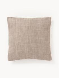 Kussenhoes Cressida met tweekleurige bies, 100% polyester, Taupe, B 45 x L 45 cm