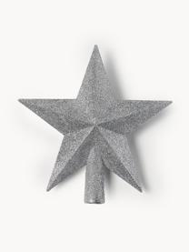 Cimier sapin incassable Morning Star, haut. 19 cm, Plastique, paillettes, Argenté, haut. 19 cm