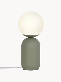 Kleine Tischlampe Notti, Lampenfuß: Metall, beschichtet, Lampenschirm: Glas, mundgeblasen, Weiß, Grün, Ø 15 x H 35 cm