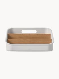 Organizador de cocina Bellwood, Estructura: plástico, Blanco mate, madera clara, An 26 x Al 13 cm