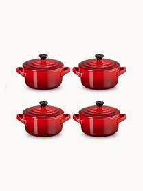 Kastrolky Cocotte Mini, 4 ks, Kamenina, Odstíny červené, černá, Ø 10 cm, V 8 cm, 250 ml