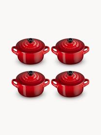 Kastrolky Cocotte Mini, 4 ks, Kamenina, Odstíny červené, černá, Ø 10 cm, V 8 cm, 250 ml