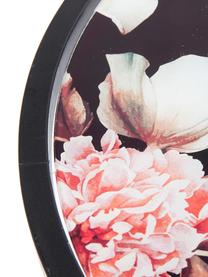 Beistelltisch-Set Peony mit Blumenmuster, 2-tlg., Tischplatte: Sicherheitsglas (ESG), ge, Gestell: Stahl, pulverbeschichtet, Schwarz, Sondergrößen