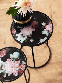 Súprava odkladacích stolíkov s kvetinovým vzorom Peony, 2 diely, Čierna